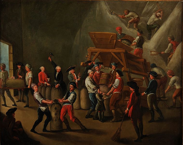 Peinture de l&#039;intérieur d&#039;un grenier à sel - École Française du XVIIIe siècle